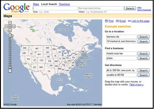 Cómo se veía Google Maps en sus primeros días