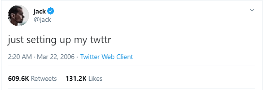 El primer tuit de Jack Dorsey en Twitter